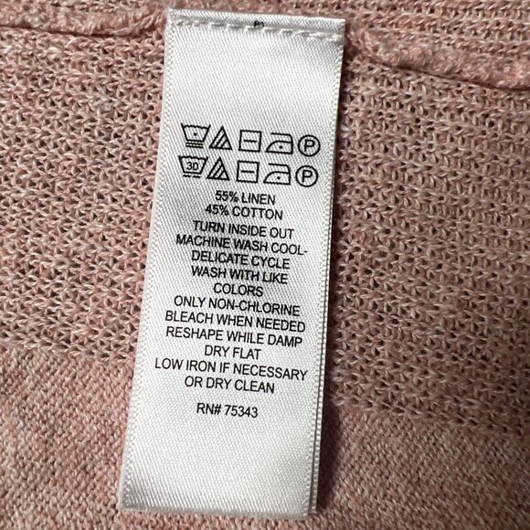 Sigrid Olsen Linen Blend Open Front Cardigan Medium Pink Lightweight Pockets - Picture 5 of 7